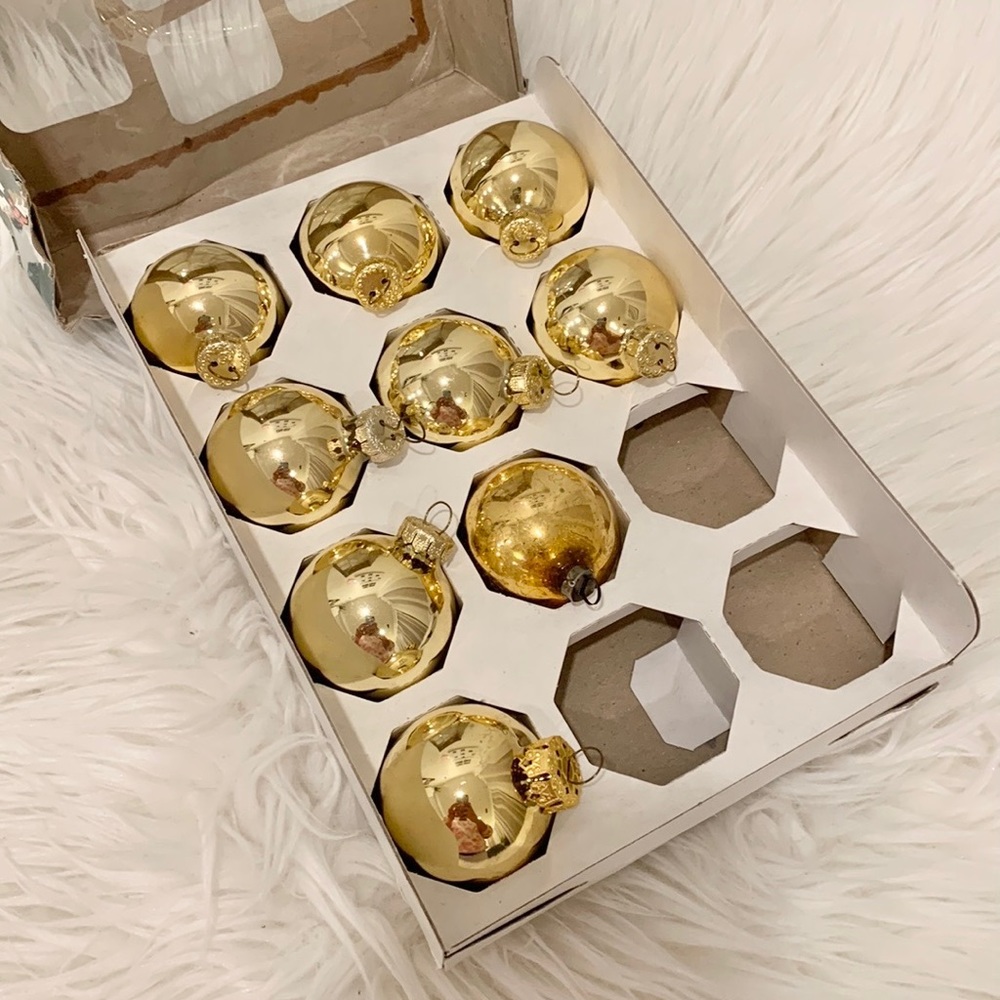 Vintage Danson Decor Christmas Gold Glass Ornaments